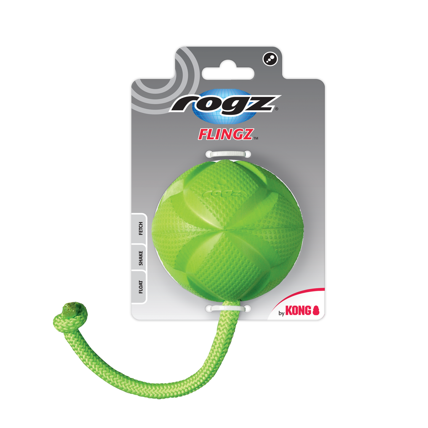 ROGZ FLINGZ BALL W/ ROPE BY KONG
