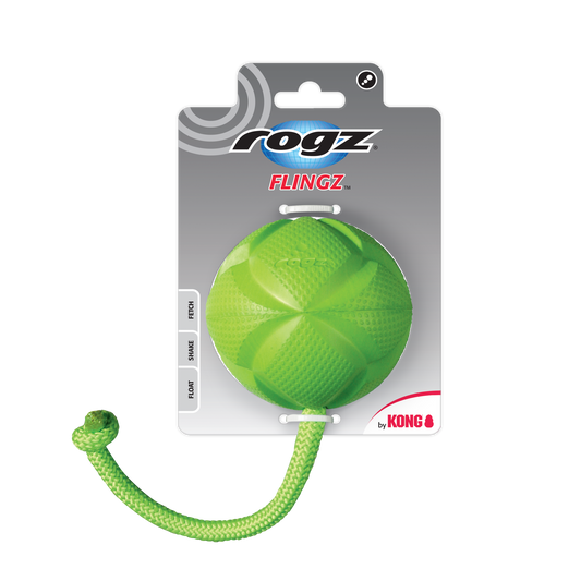 ROGZ FLINGZ BALL W/ ROPE BY KONG