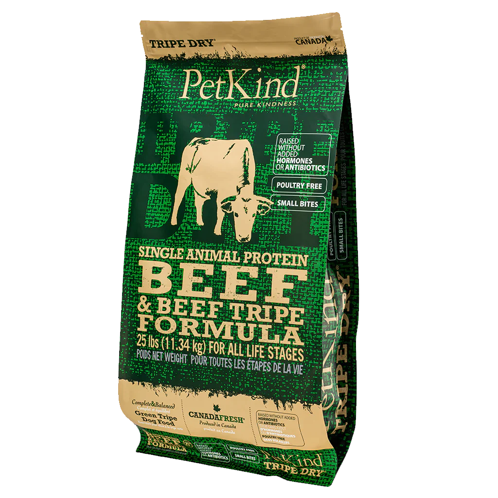 Formule de bœuf et de tripes de bœuf à protéines uniques - PetKind (DISPONIBLE EN 2 FORMATS)